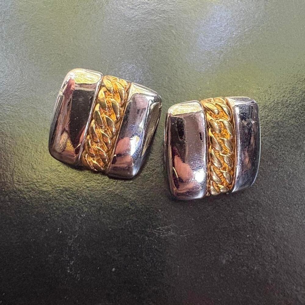 Monet gold silver clip on earrings